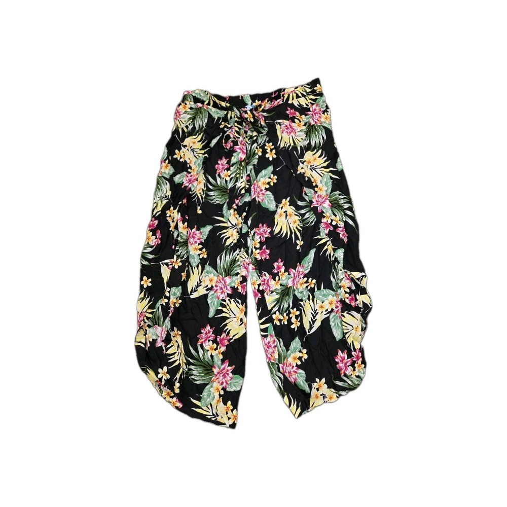 Women's Blue Island Tropical Crop Pants Open Leg Sx 3X